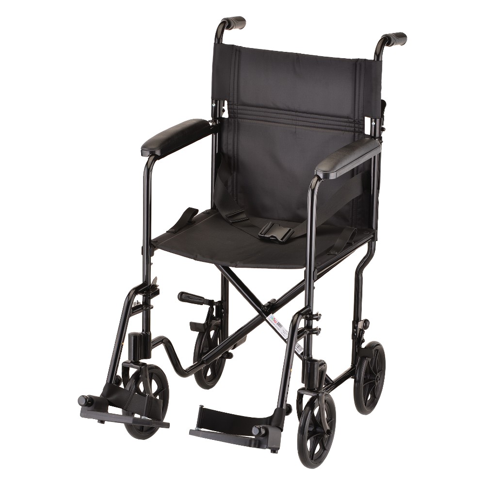 Transport Chair- 19 Inch Lightweight Black